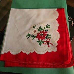 Six Holiday Poinsettia cloth napkins